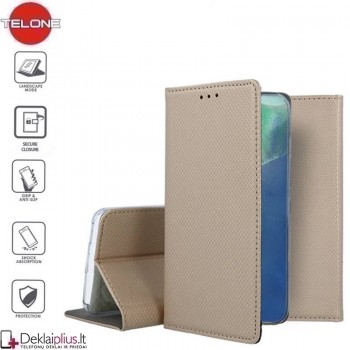 Telone smart magnet atverčiamas dėklas - auksinės spalvos (Samsung Note 20)